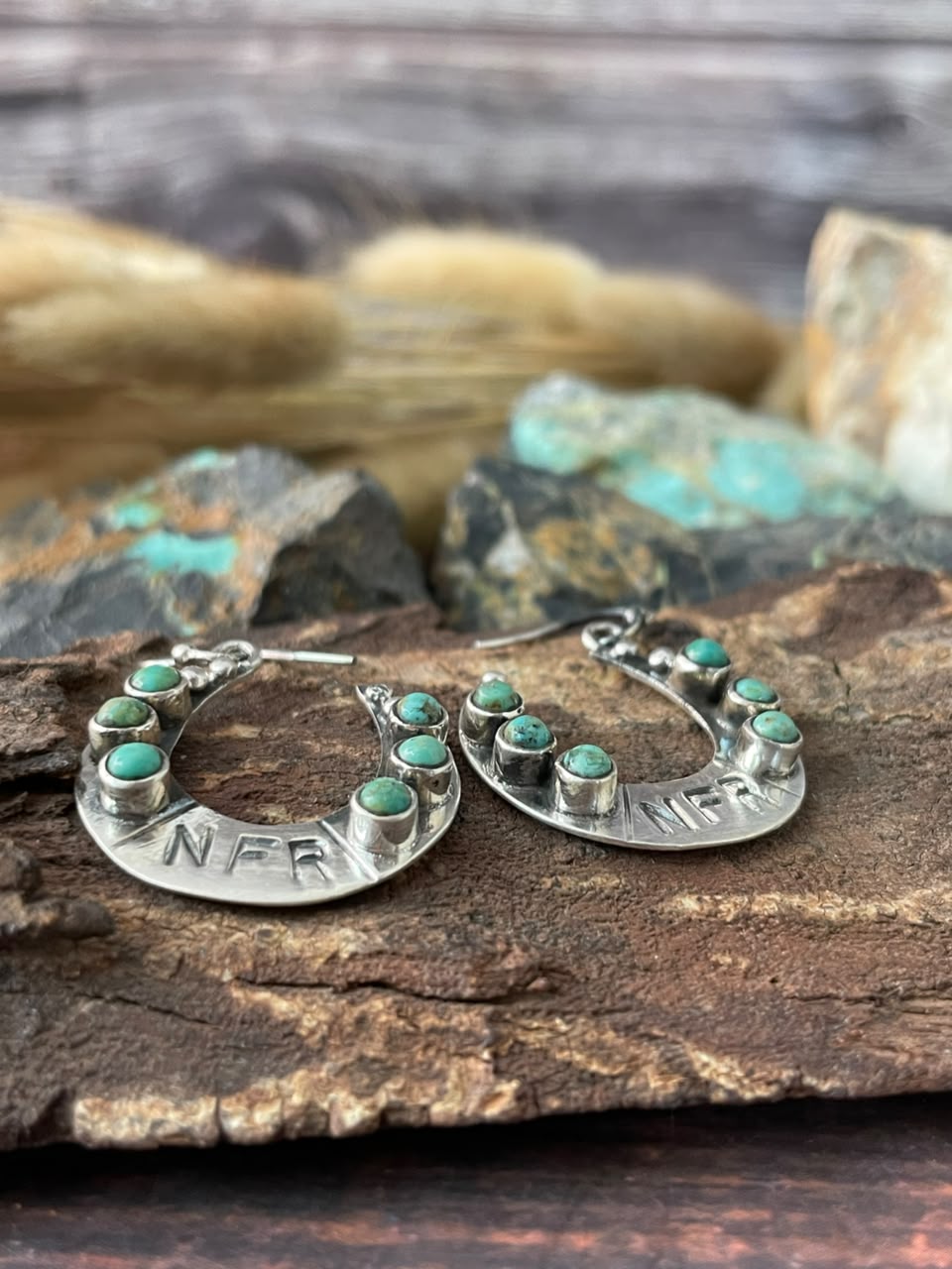 Handmade Sterling Silver Kingman Turquoise NFR Collection: Hook Dangle Earrings Signed Nizhoni