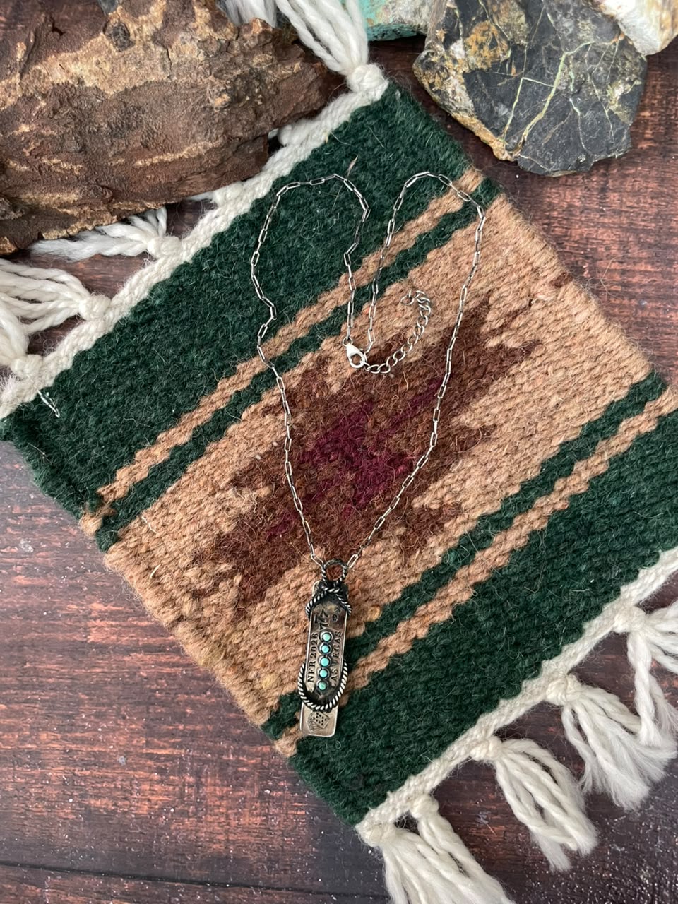 Handmade Sterling Silver Kingman Turquoise NFR Collection: Necklace Signed Nizhoni