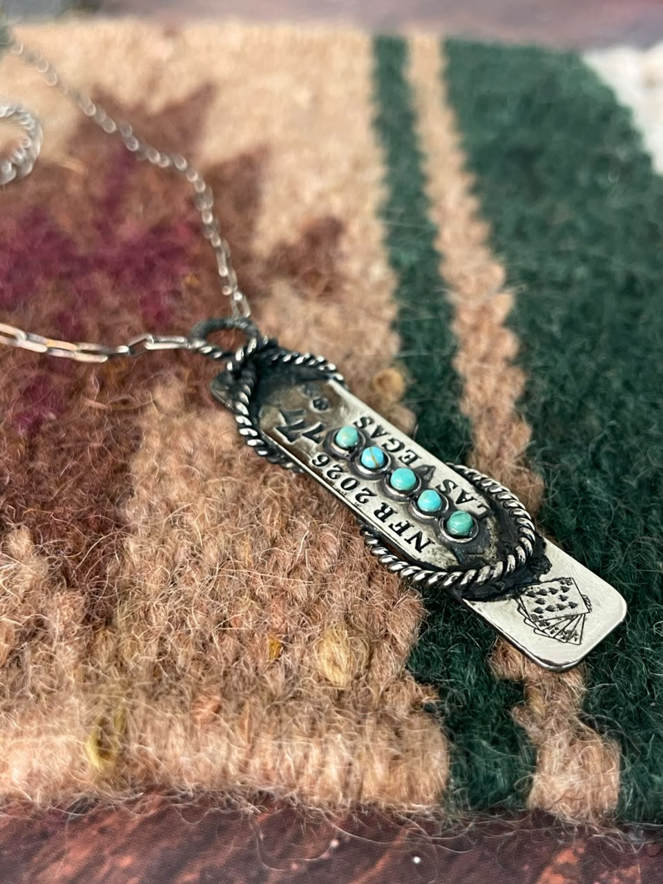 Handmade Sterling Silver Kingman Turquoise NFR Collection: Necklace Signed Nizhoni