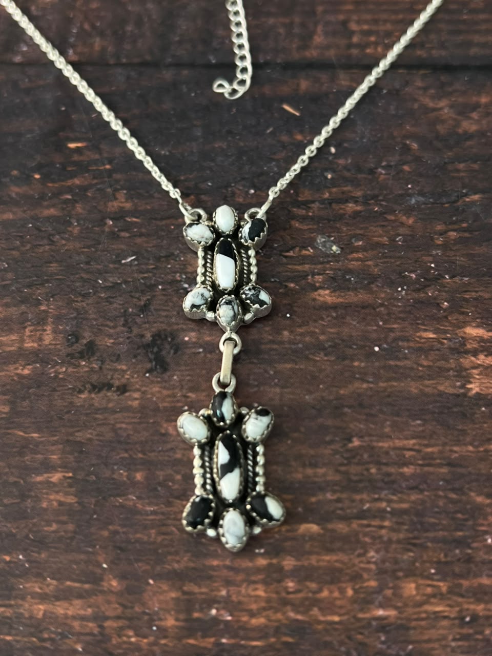 Handmade Sterling Silver White Buffalo Necklace Signed Nizhoni
