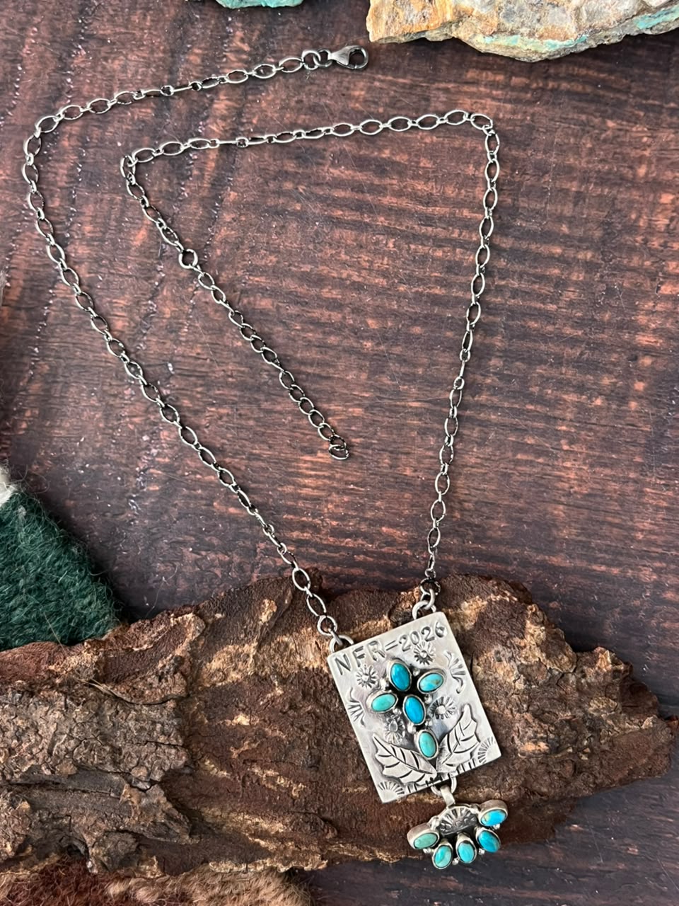 Handmade Sterling Silver Kingman Turquoise NFR Collection: Necklace Signed Nizhoni
