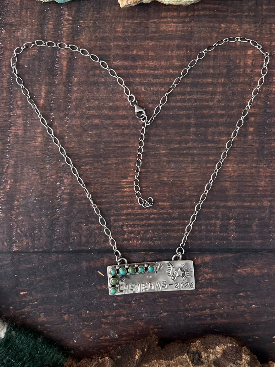Handmade Sterling Silver Kingman Turquoise NFR Collection: Necklace Signed Nizhoni
