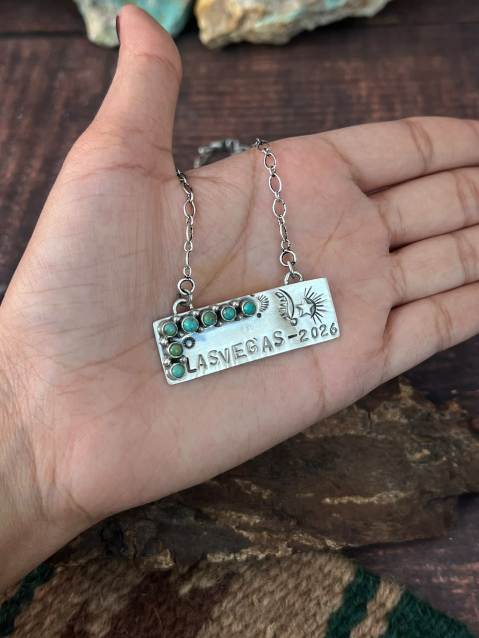 Handmade Sterling Silver Kingman Turquoise NFR Collection: Necklace Signed Nizhoni