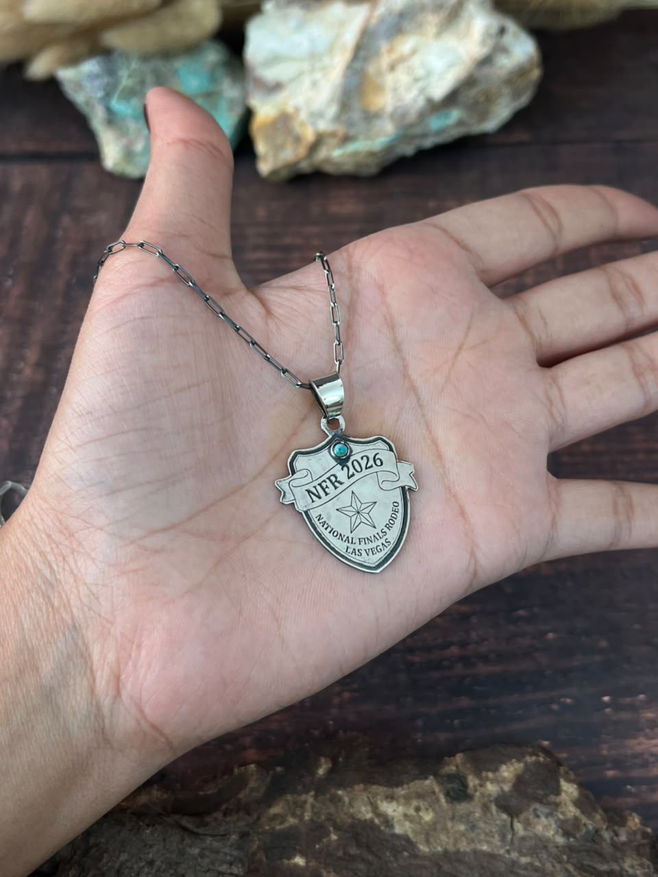Handmade Sterling Silver Kingman Turquoise NFR Collection: Necklace Signed Nizhoni