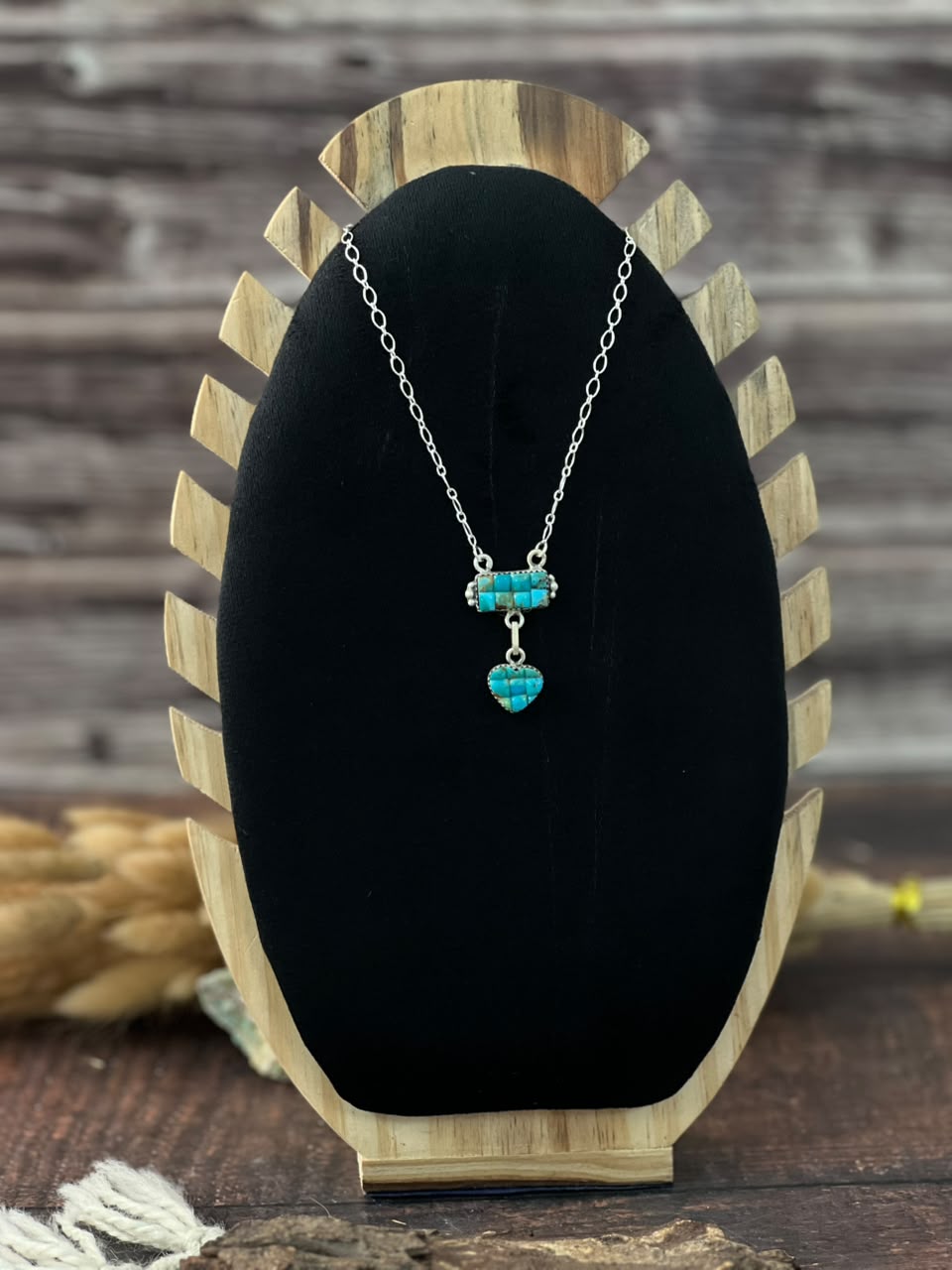 Handmade Sterling Silver Kingman Turquoise Cobble Stone Necklace Signed Nizhoni