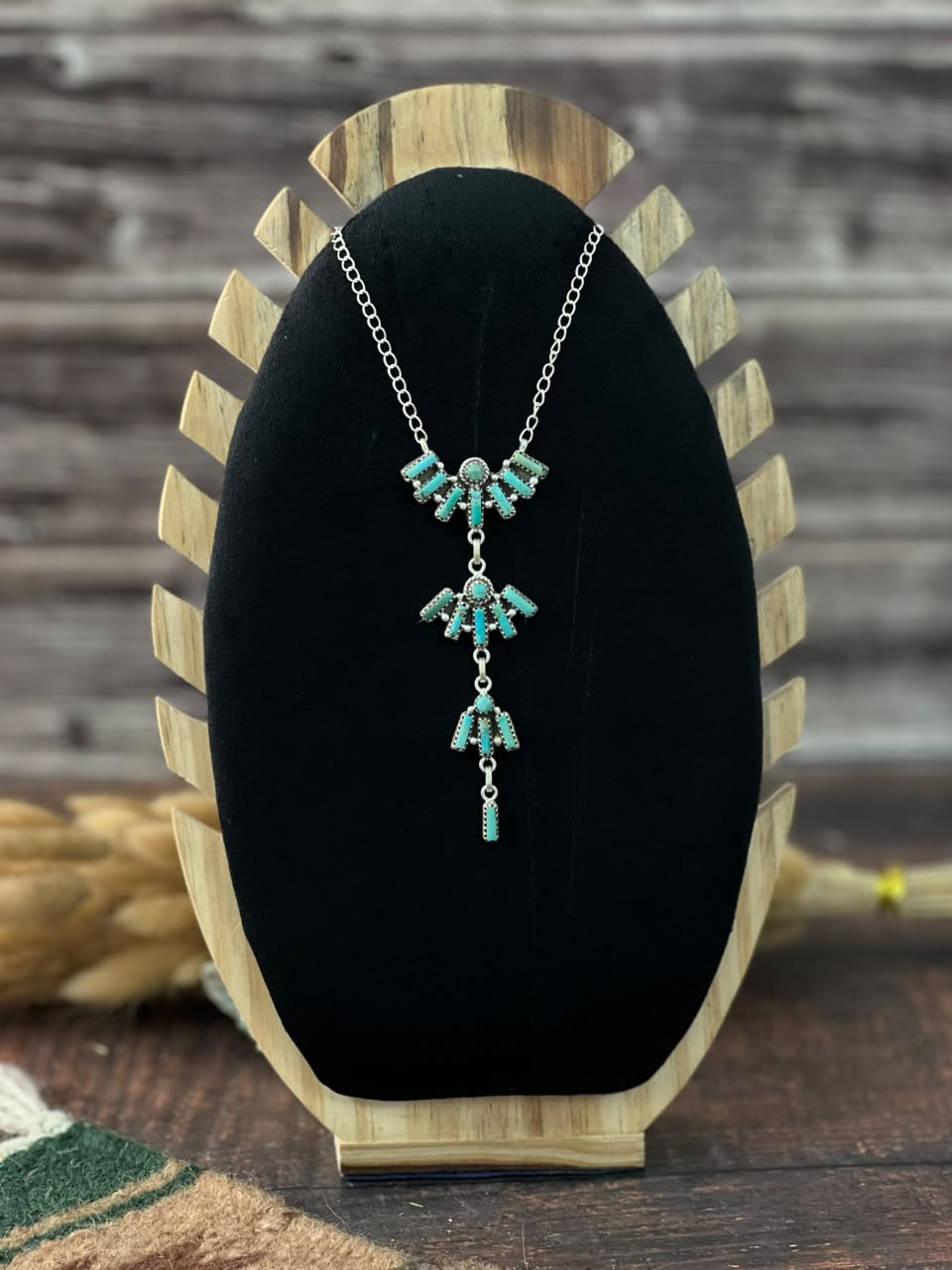 Handmade Sterling Silver Kingman Turquoise Necklace Signed Nizhoni