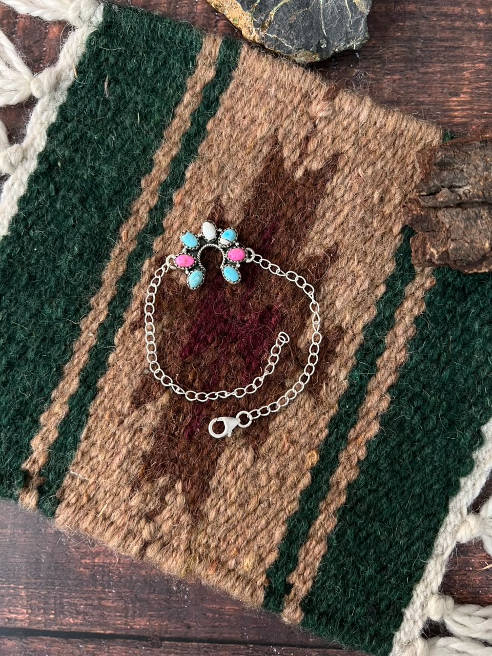 Handmade Sterling Silver Cotton Candy Chain Naja Bracelet Signed Nizhoni