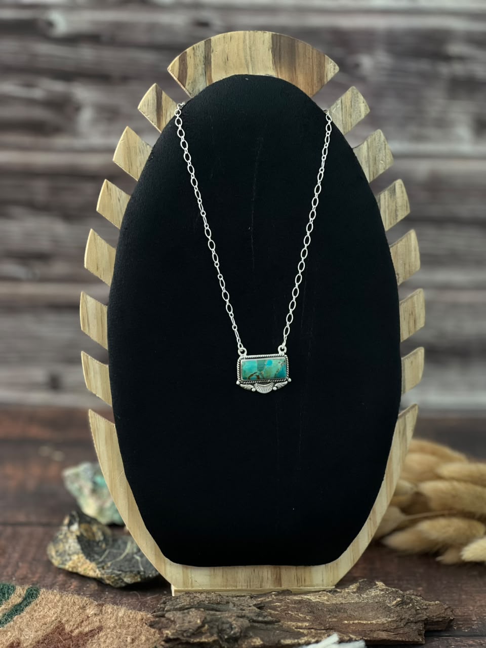 Handmade Sterling Silver Kingman Turquoise Necklace Signed Nizhoni