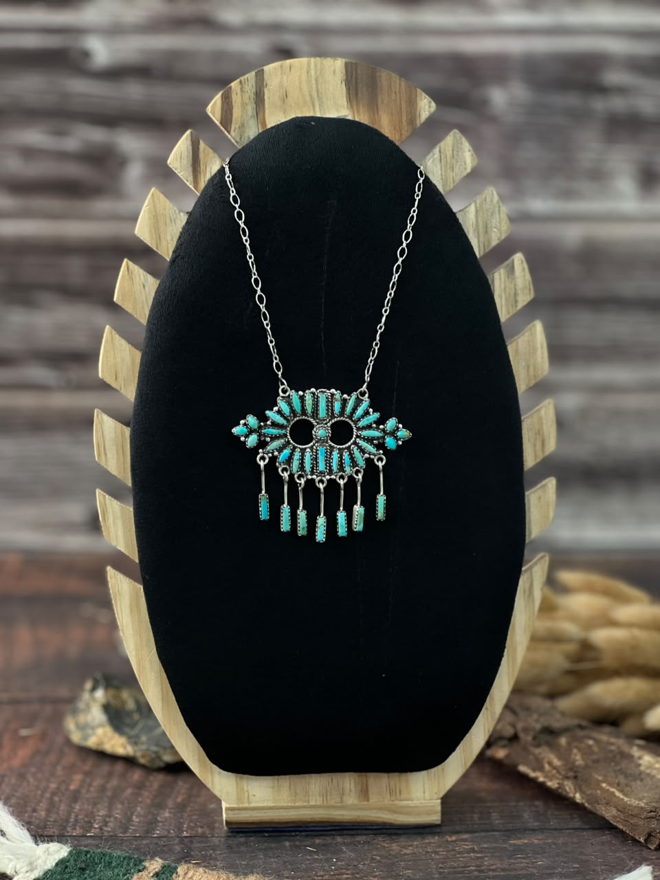 Handmade Sterling Silver Kingman Turquoise Necklace Signed Nizhoni