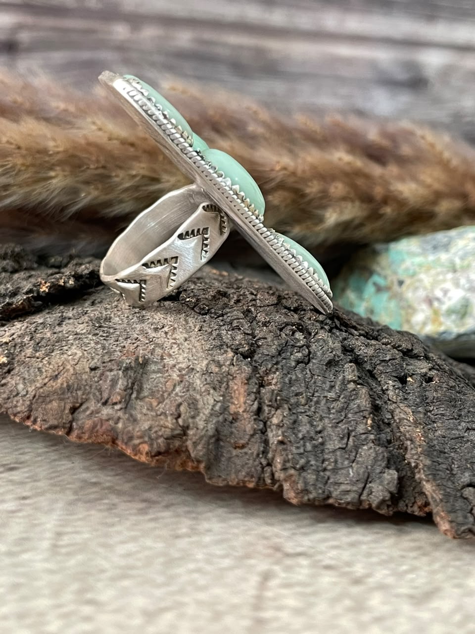 Handmade Sterling Silver Paloma Turquoise Adjustable Ring Signed Nizhoni
