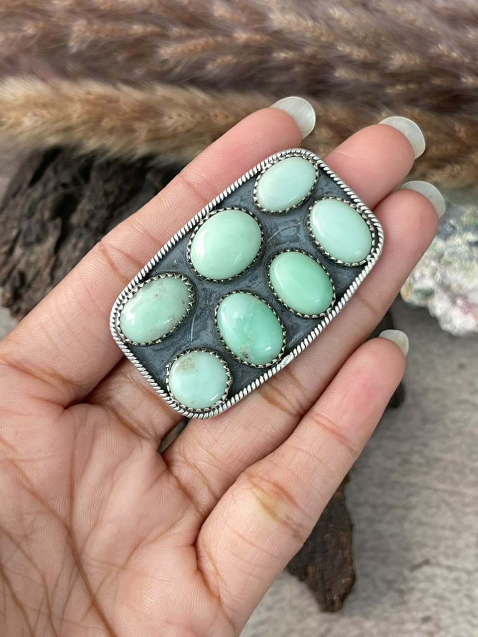 Handmade Sterling Silver Paloma Turquoise Adjustable Ring Signed Nizhoni