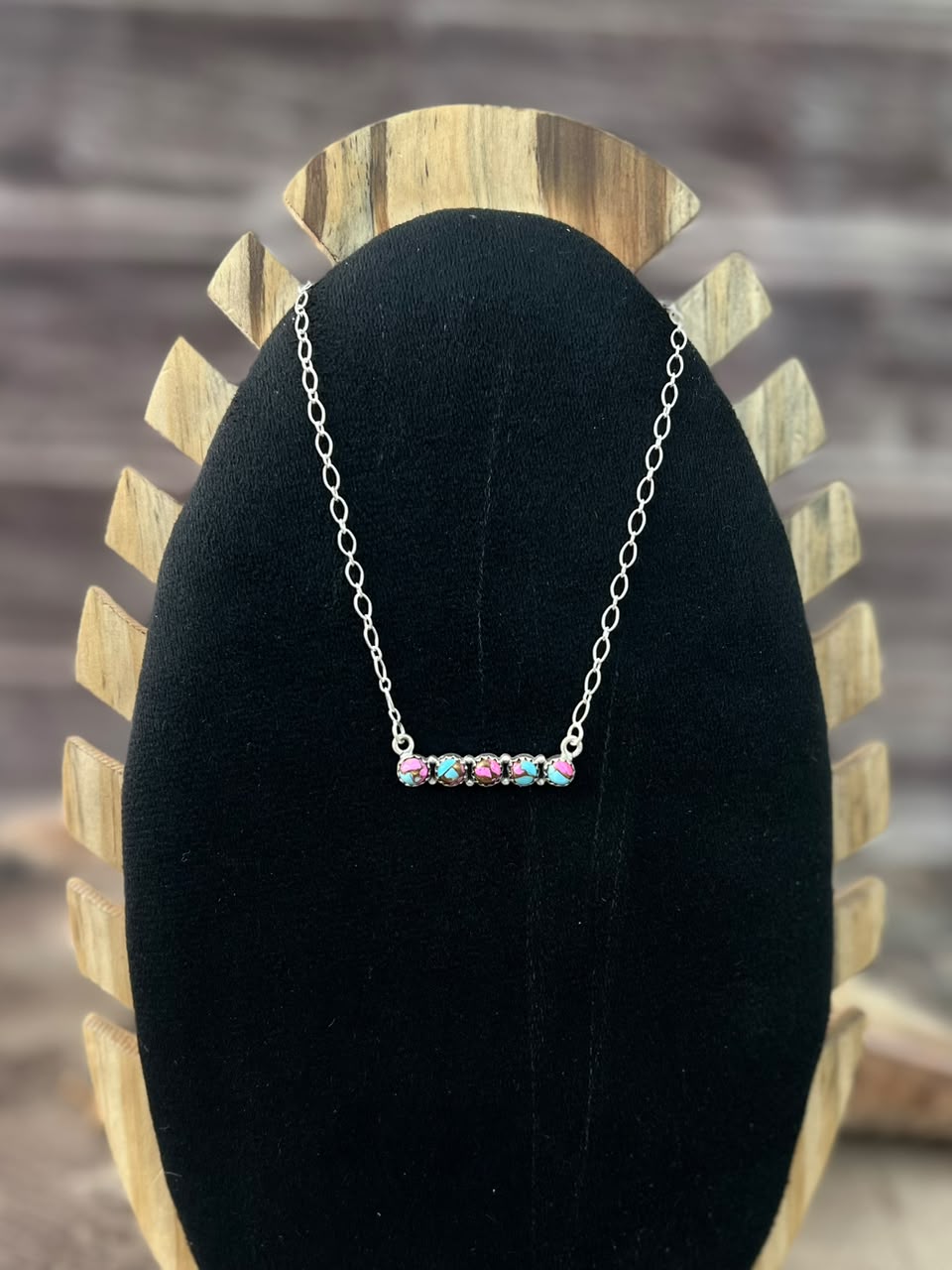 Handmade Sterling Silver Cotton Candy Necklace Signed Nizhoni
