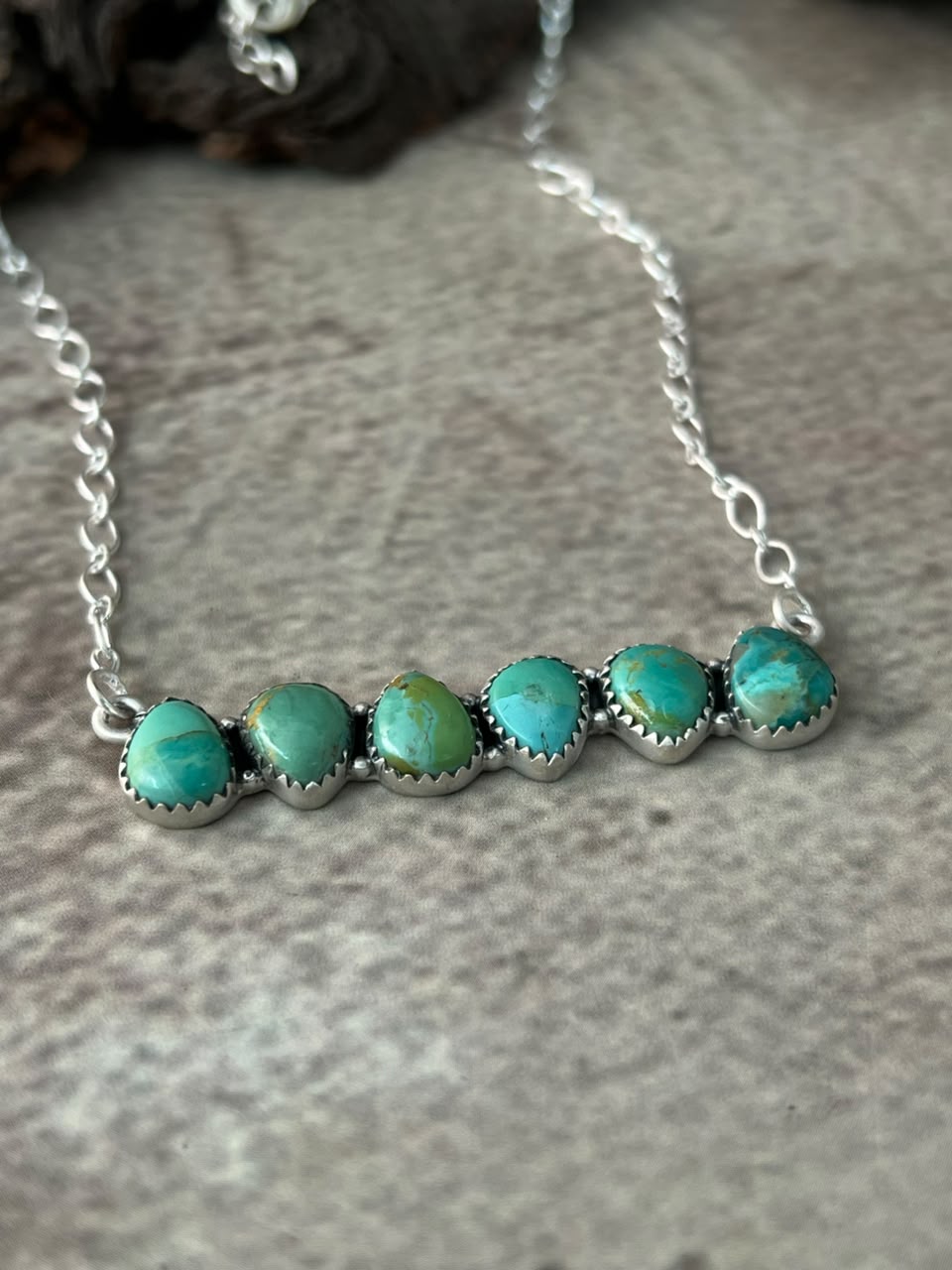 Handmade Sterling Silver Kingman Turquoise Necklace Signed Nizhoni