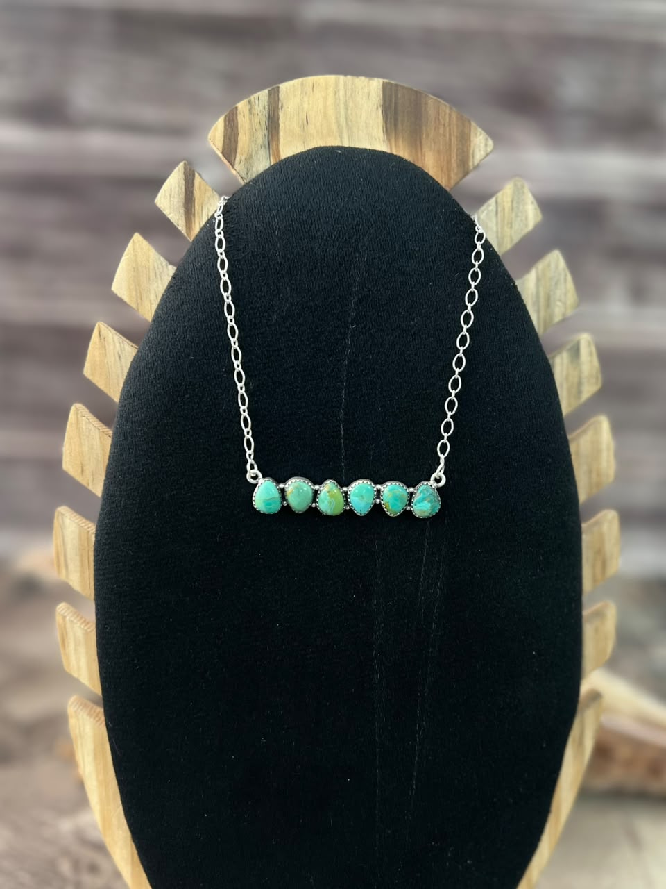 Handmade Sterling Silver Kingman Turquoise Necklace Signed Nizhoni