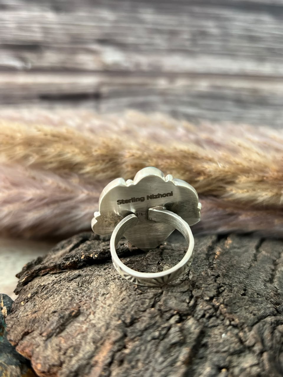 Handmade Sterling Silver Campitos Turquoise Collection: Adjustable Ring Signed Nizhoni