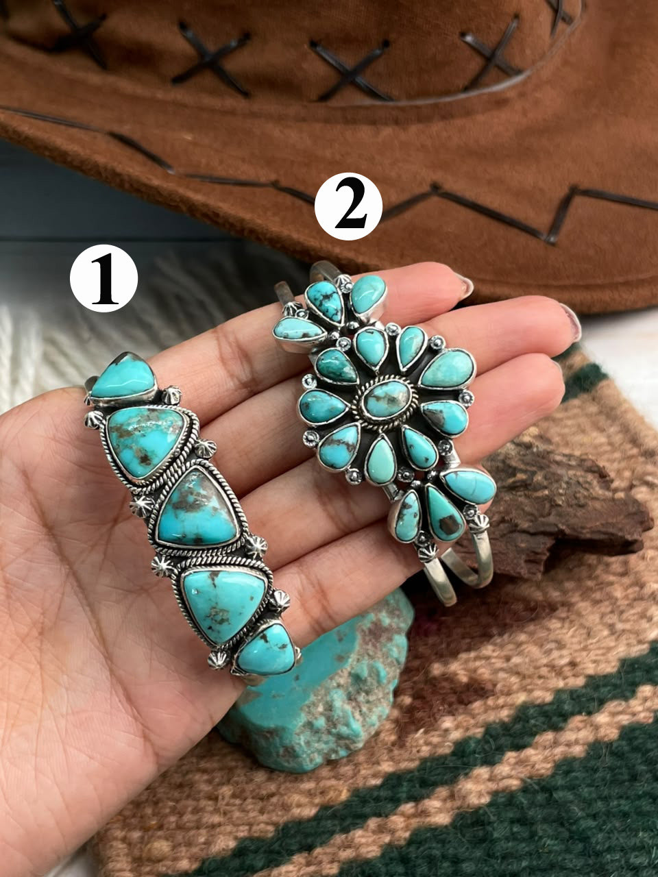 Handmade Sterling Silver Campitos Turquoise Collection: Cuff Bracelet Signed Nizhoni