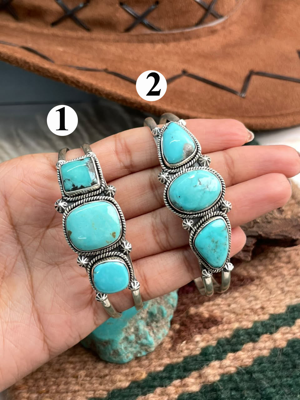 Handmade Sterling Silver Campitos Turquoise Collection: Cuff Bracelet Signed Nizhoni
