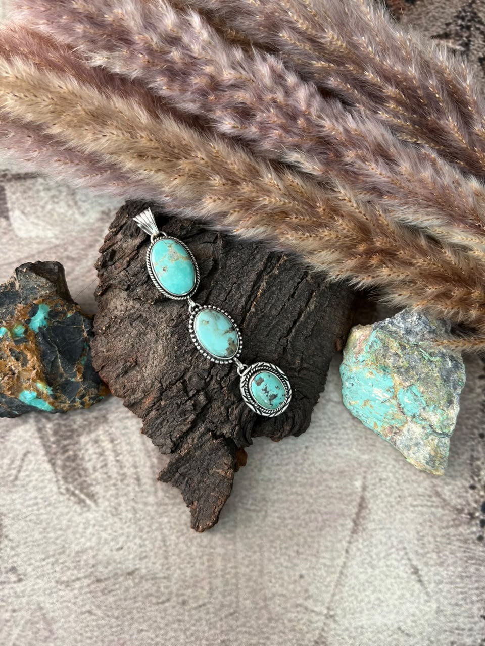 Handmade Sterling Silver Campitos Turquoise Collection: Pendant Signed Nizhoni