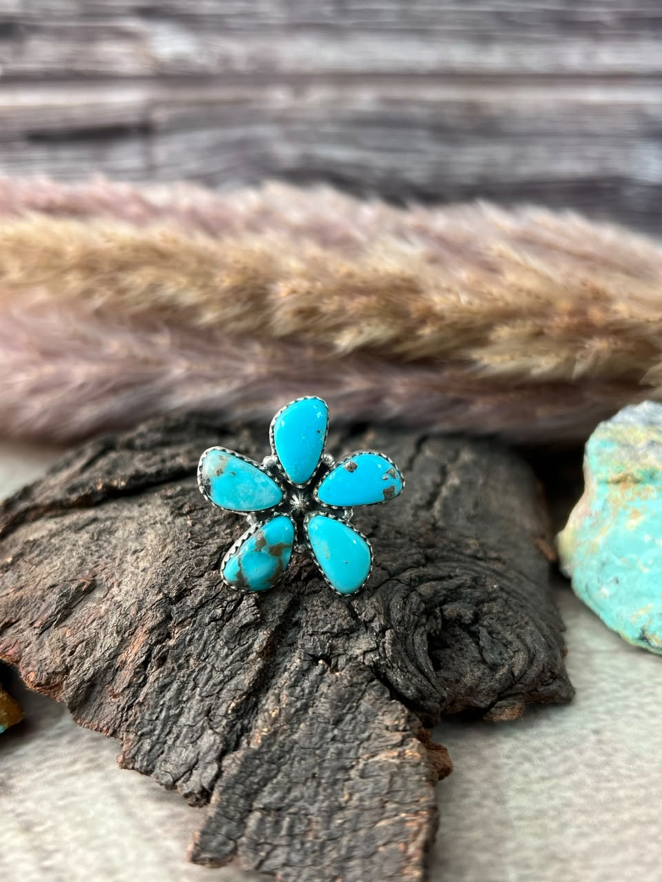 Handmade Sterling Silver Campitos Turquoise Collection: Adjustable Ring Signed Nizhoni