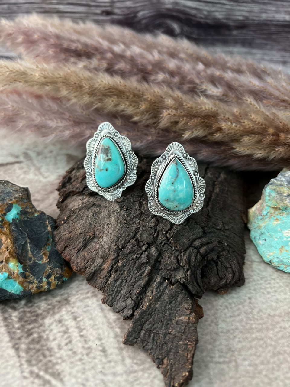 Handmade Sterling Silver Campitos Turquoise Collection: Adjustable Ring Signed Nizhoni