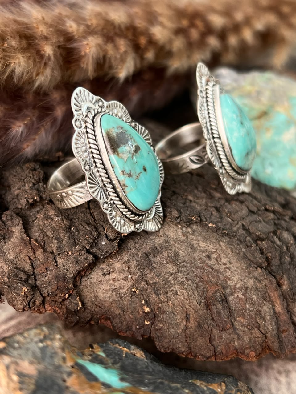 Handmade Sterling Silver Campitos Turquoise Collection: Adjustable Ring Signed Nizhoni