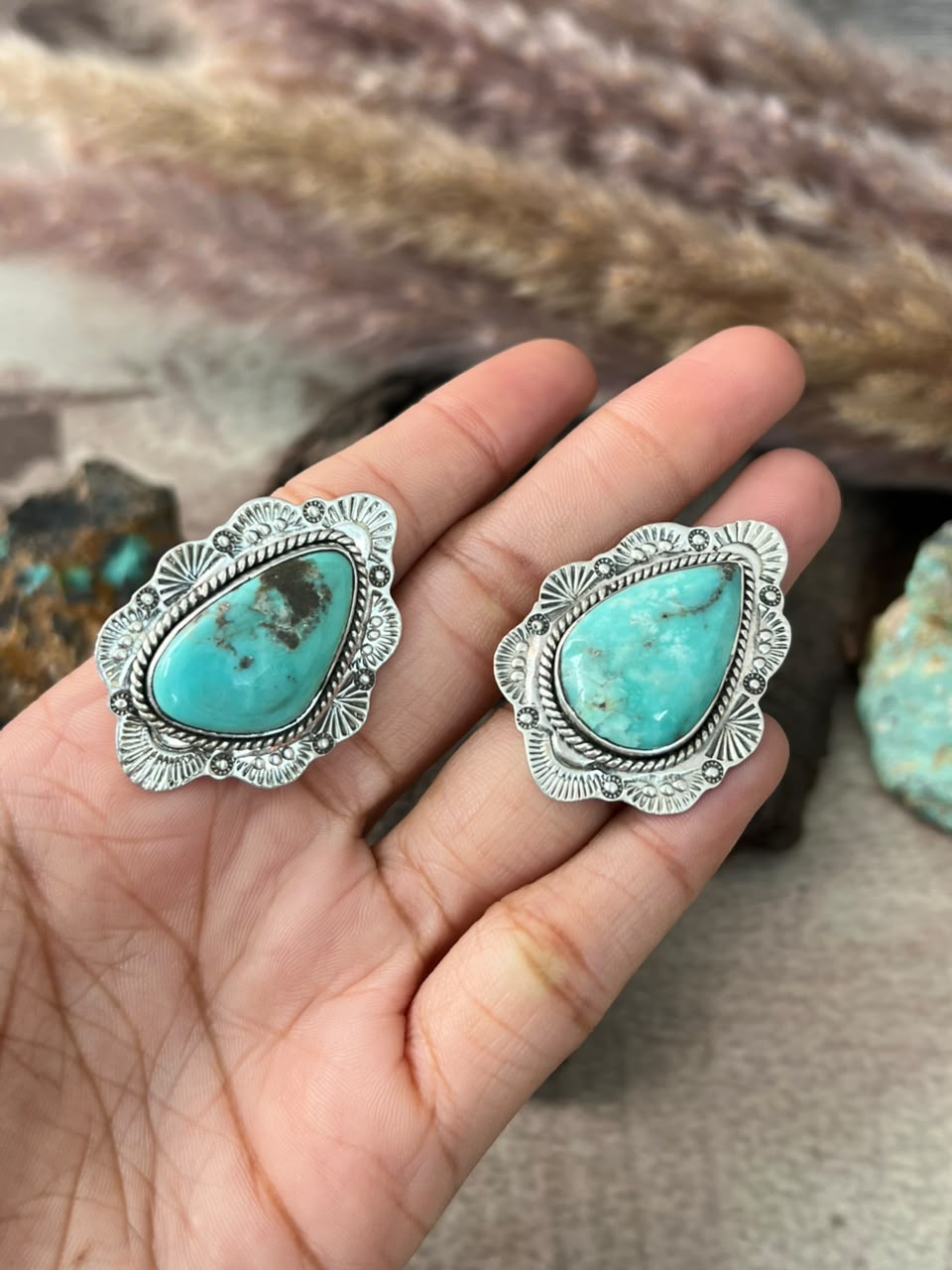 Handmade Sterling Silver Campitos Turquoise Collection: Adjustable Ring Signed Nizhoni