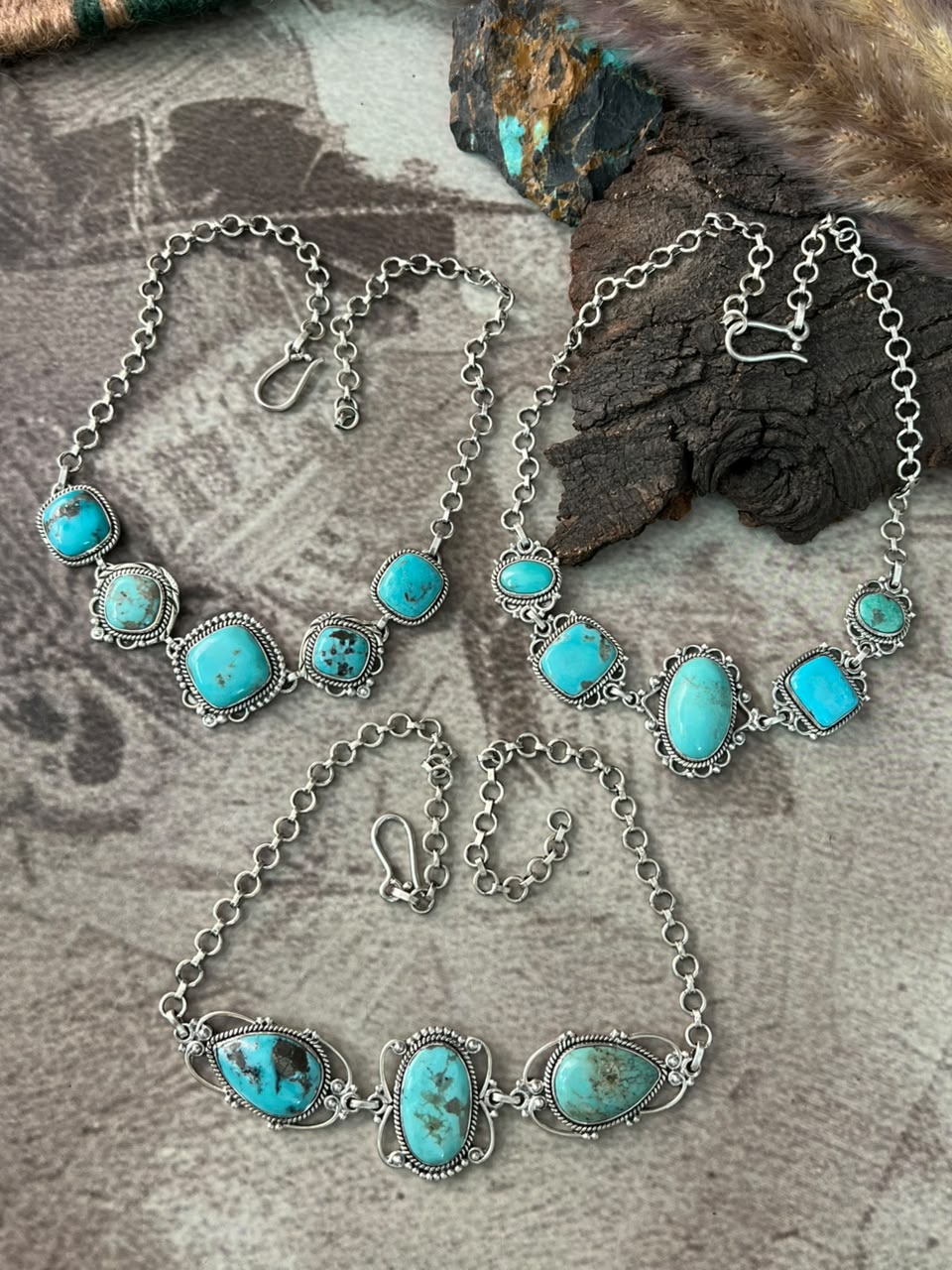 Handmade Sterling Silver Campitos Turquoise Collection: Choker Necklace Signed Nizhoni