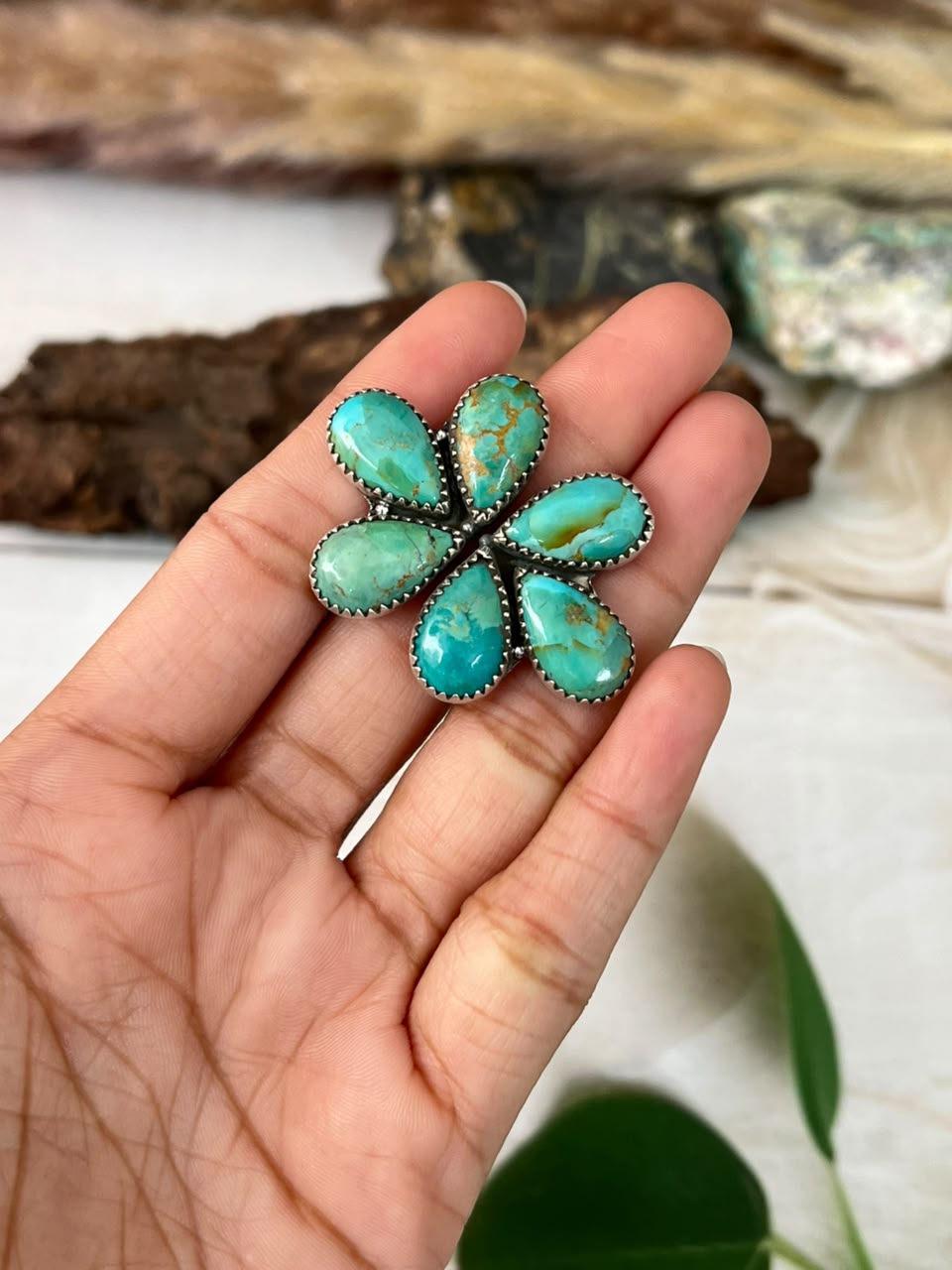 Handmade Sterling Silver Kingman Turquoise Adjustable Ring Signed Nizhoni