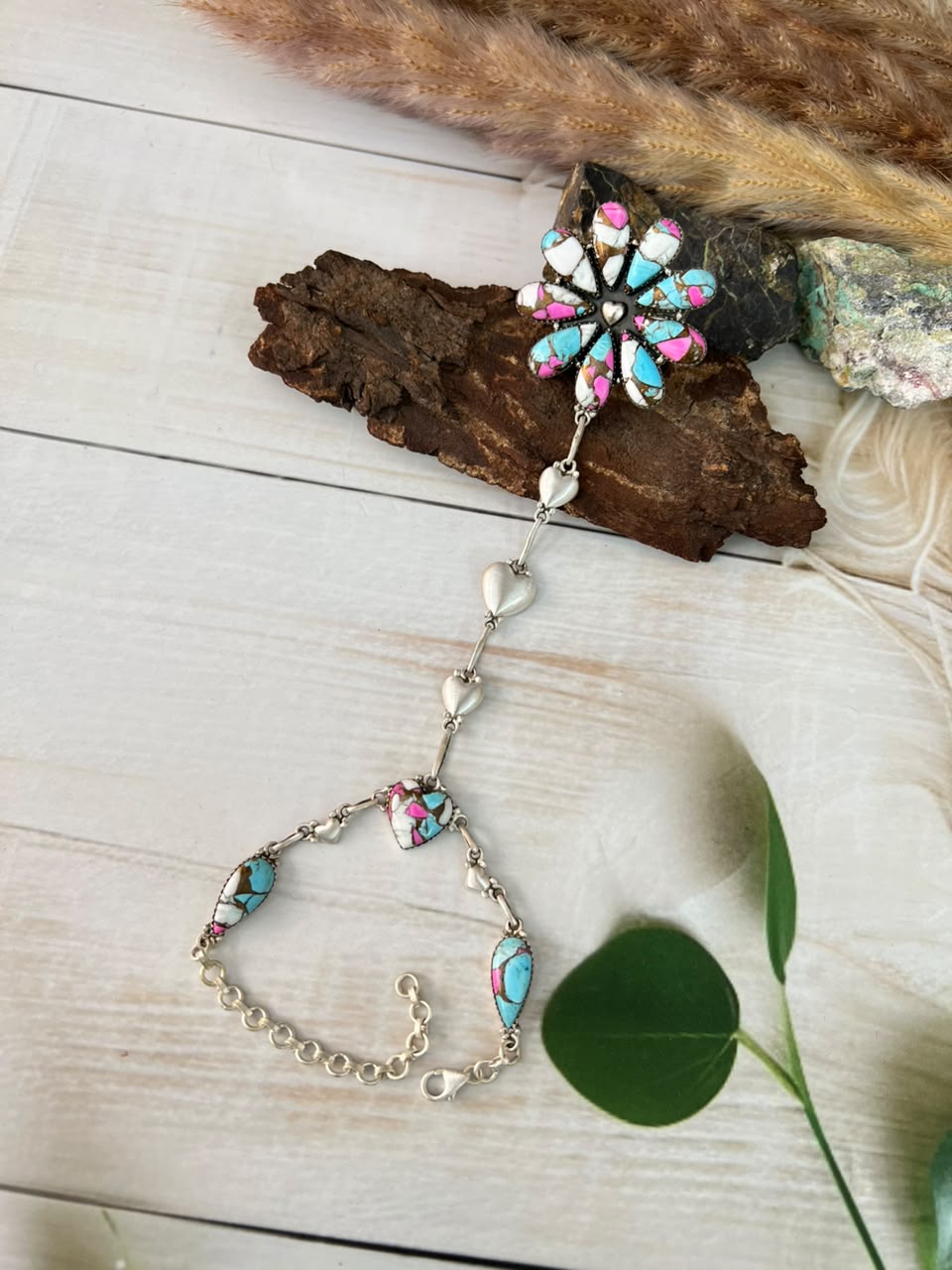 Handmade Sterling Silver Cotton Candy Heart Collection: Hand Harness Signed Nizhoni
