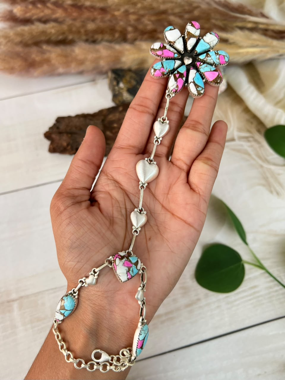 Handmade Sterling Silver Cotton Candy Heart Collection: Hand Harness Signed Nizhoni
