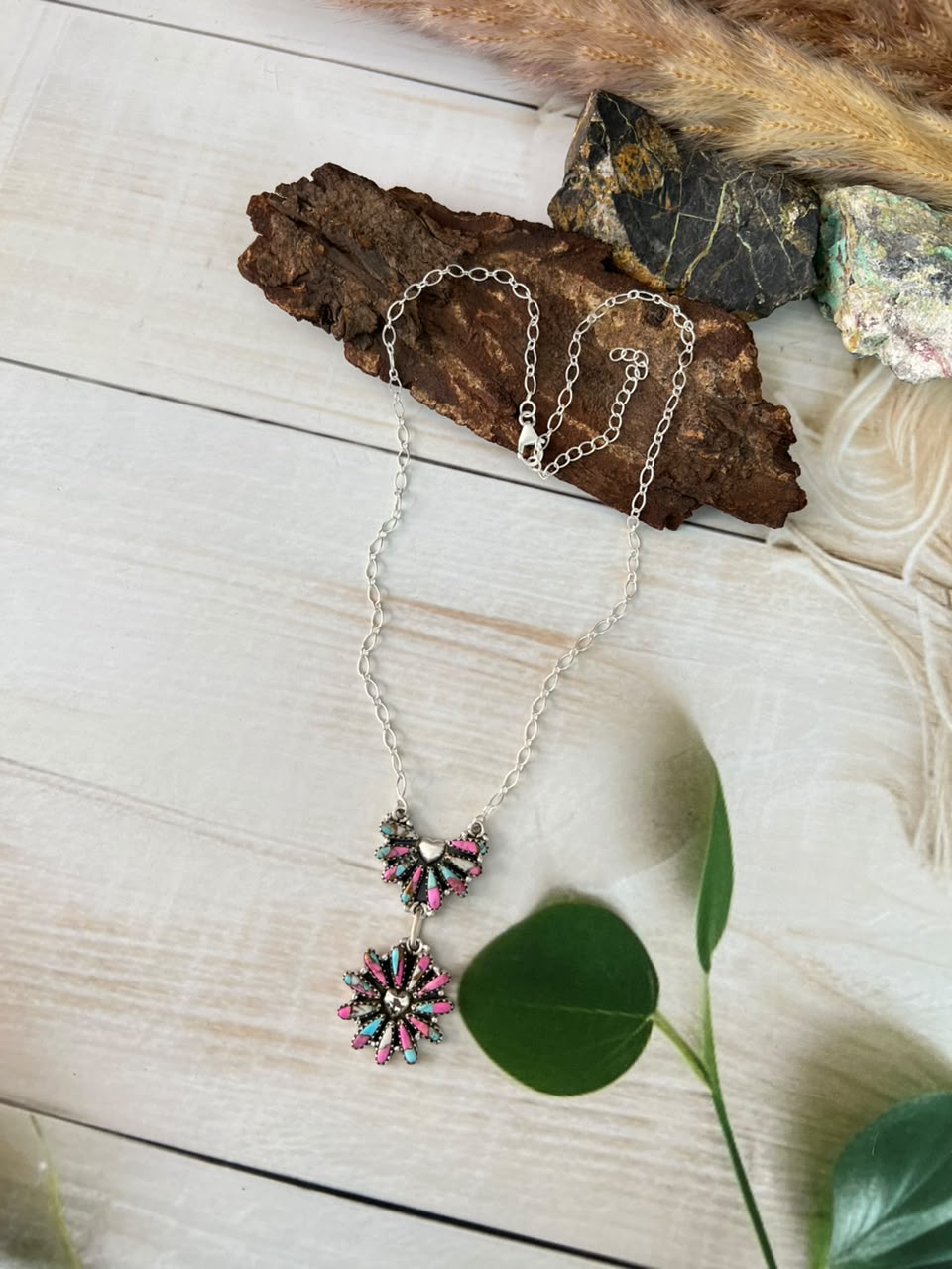 Handmade Sterling Silver Cotton Candy Heart Collection: Necklace Signed Nizhoni (2)