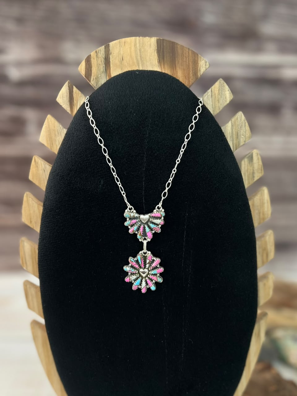 Handmade Sterling Silver Cotton Candy Heart Collection: Necklace Signed Nizhoni (2)