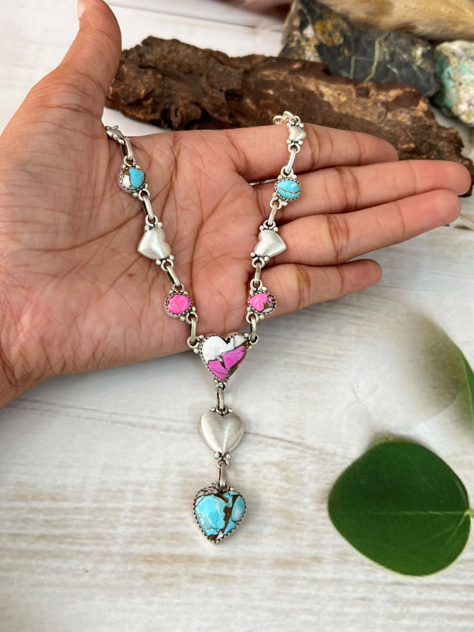 Handmade Sterling Silver Cotton Candy Heart Collection: Necklace Signed Nizhoni (4)