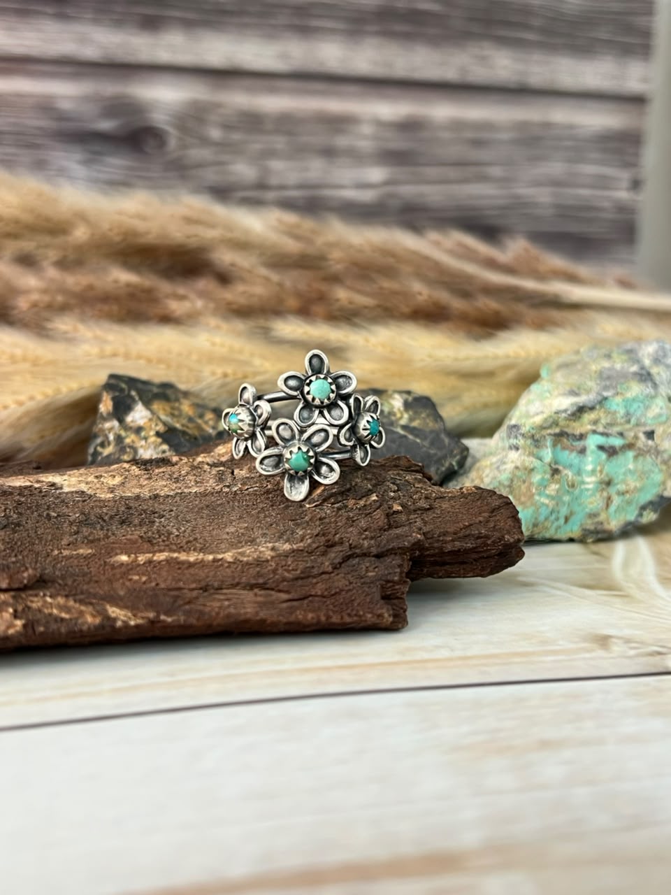 Handmade Sterling Silver Kingman Turquoise Adjustable Ring