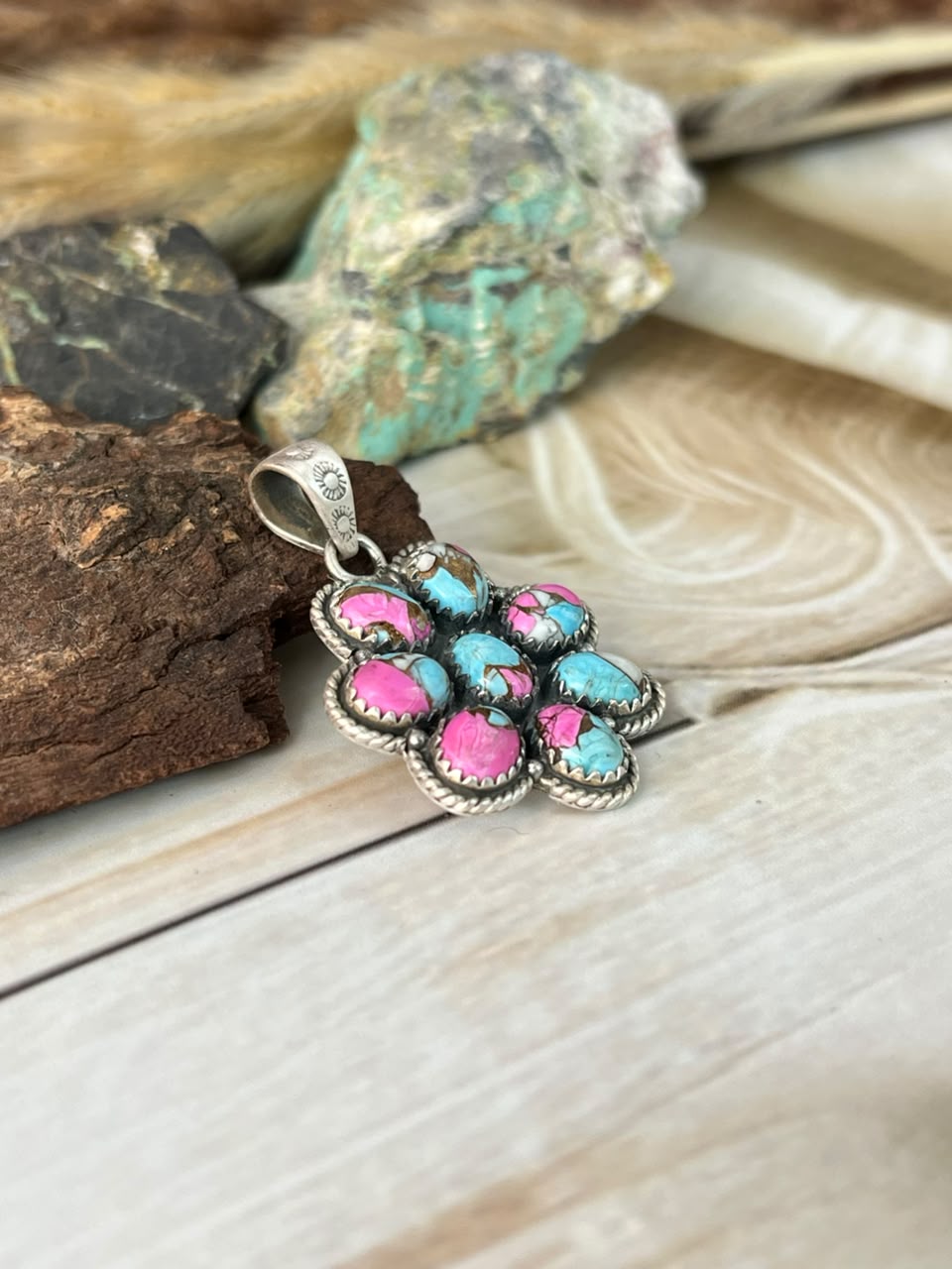 Handmade Sterling Silver Cotton Candy Pendant Signed Nizhoni