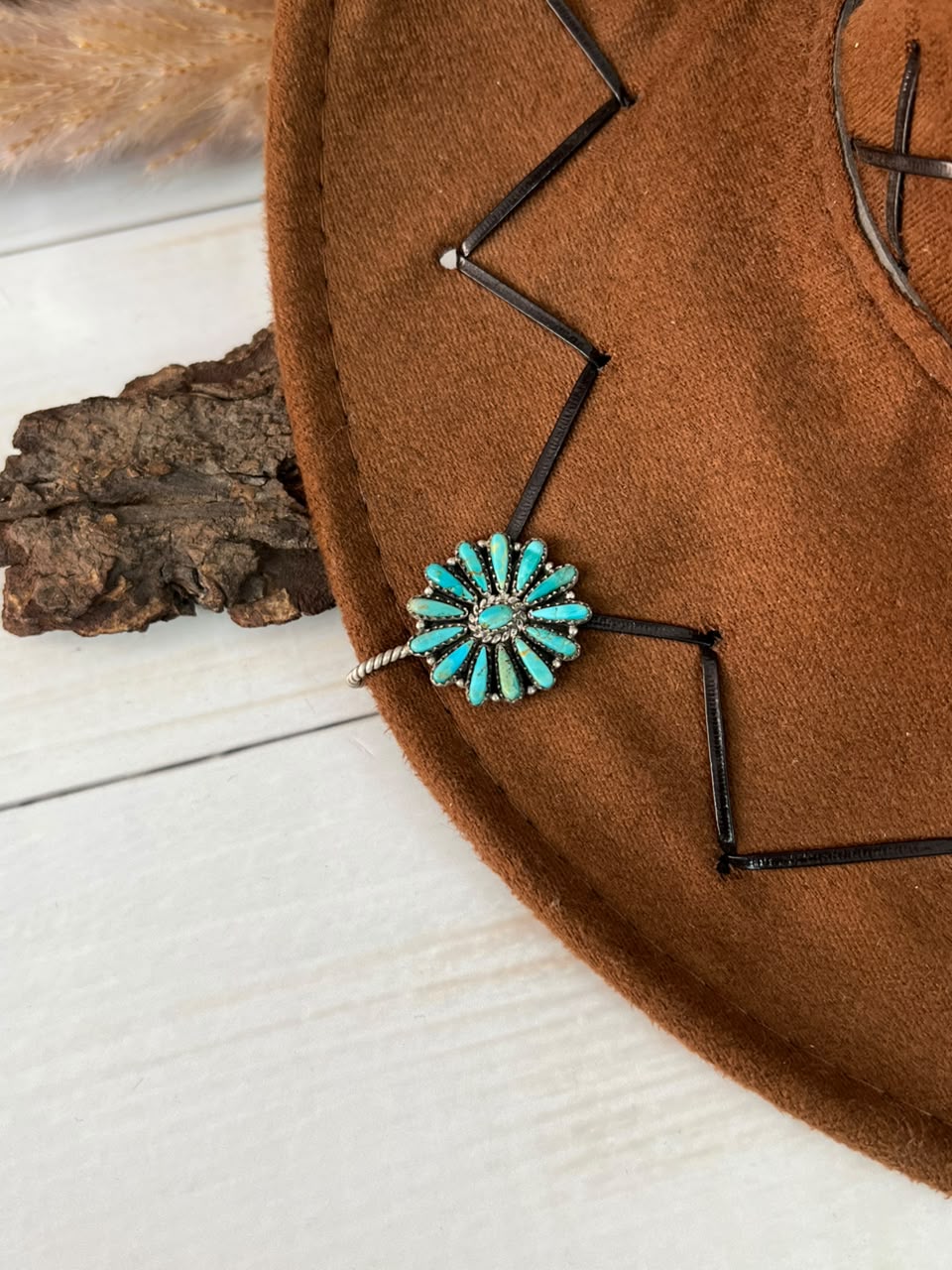 Handmade Sterling Silver Kingman Turquoise Hat Pin Signed Nizhoni