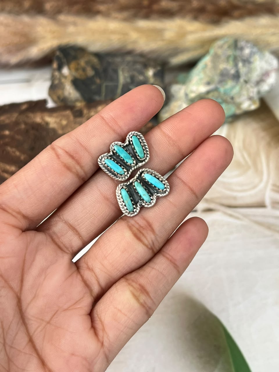 Handmade Sterling Silver Kingman Turquoise Adjustable Ring Signed Nizhoni