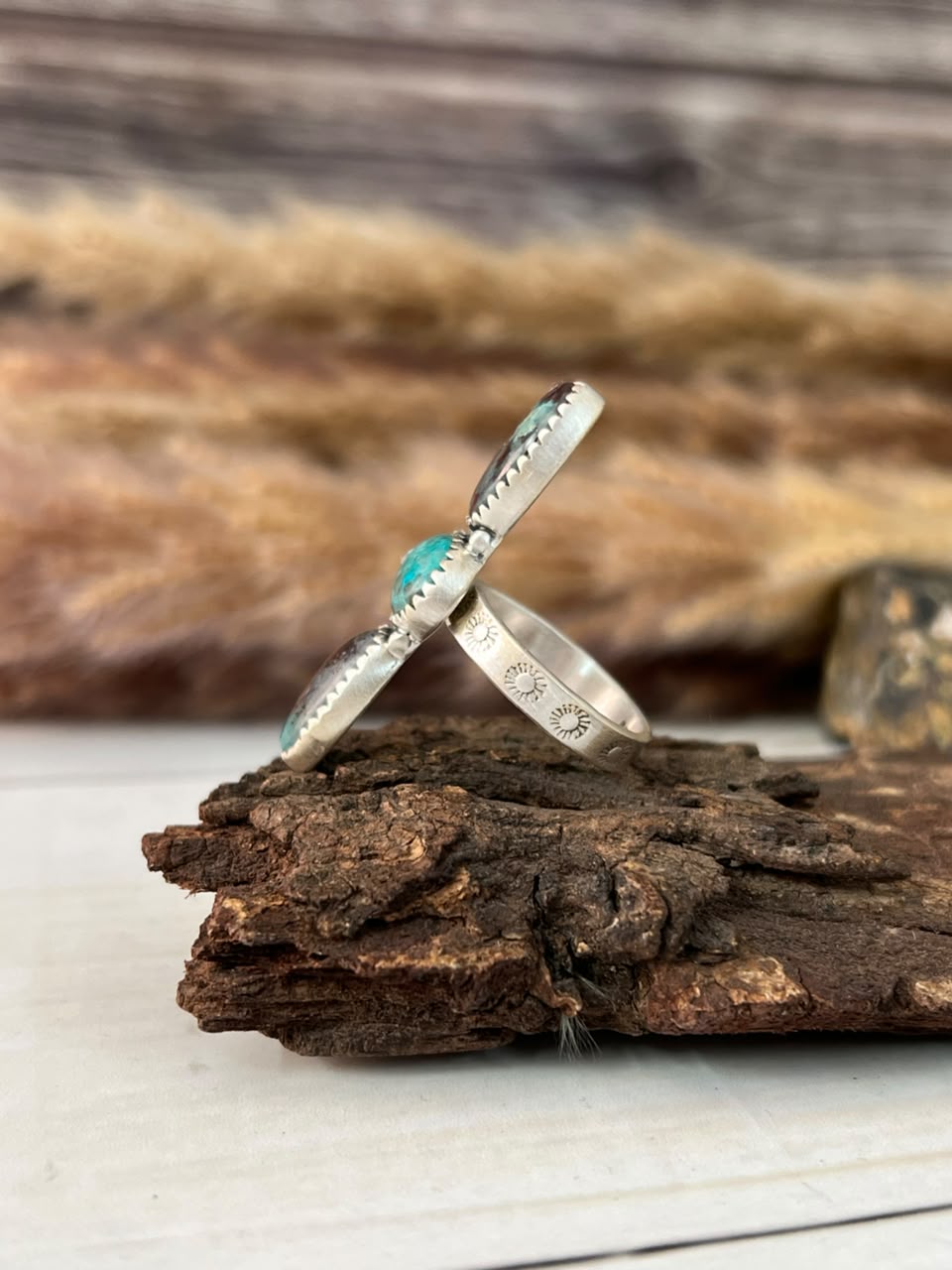 Handmade Sterling Silver Gem Silica Adjustable Ring Signed Nizhoni