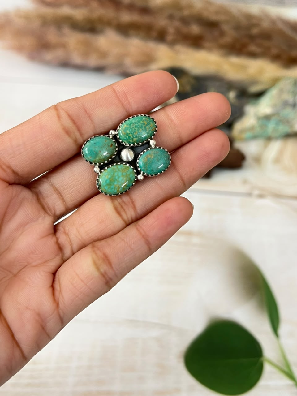 Handmade Sterling Silver Carico Lake Turquoise Adjustable Ring Signed Nizhoni