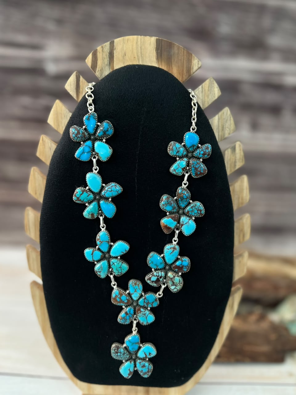 Handmade Sterling Silver Egyptian Turquoise Necklace Signed Nizhoni