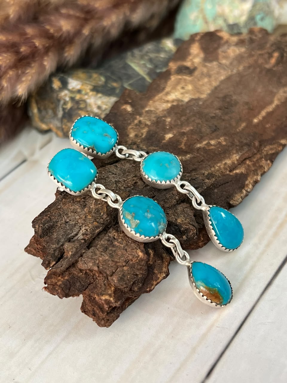 Handmade Sterling Silver Hardy Pit Post Dangle Earrings Signed Nizhoni