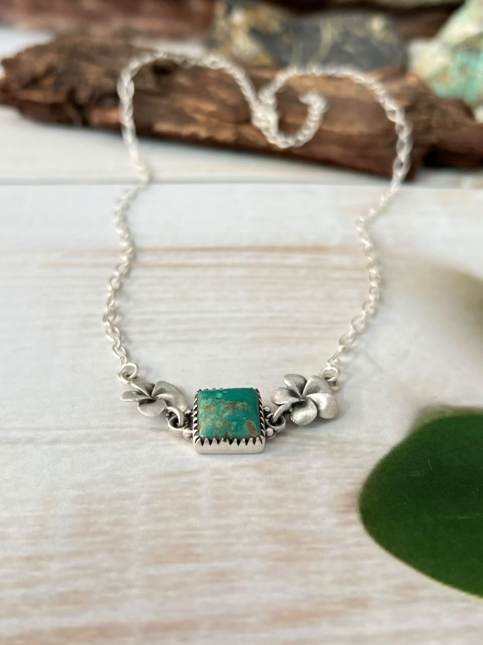 Handmade Sterling Silver Cripple Creek Turquoise Necklace Signed Nizhoni