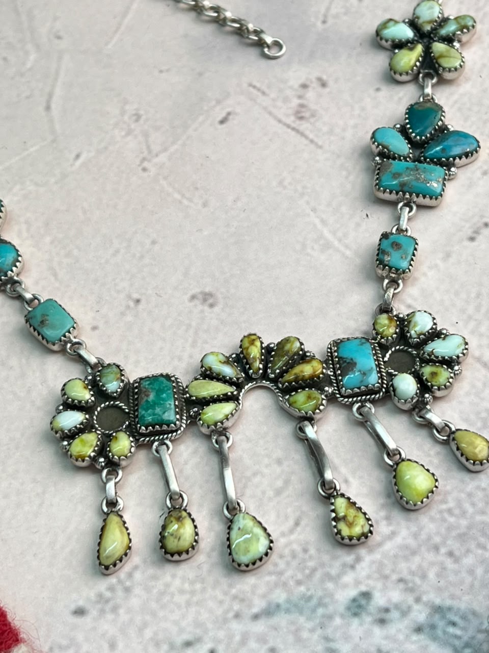 Handmade Sterling Silver Palomino with Campitos Turquoise Necklace Signed Nizhoni