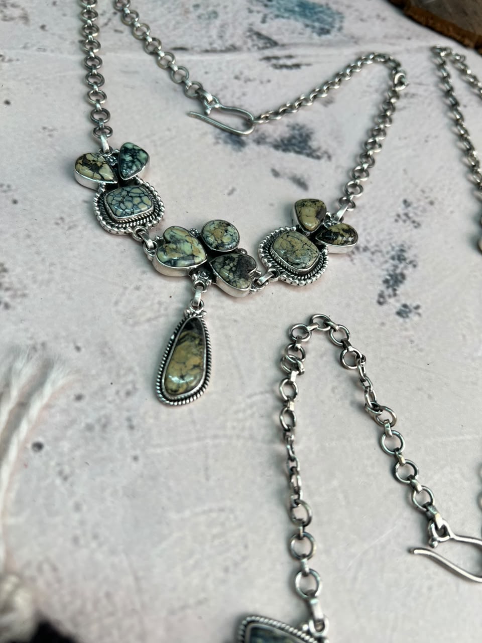 Handmade Sterling Silver Colina Verde Variscite Collection: Choker Necklace Signed Nizhoni