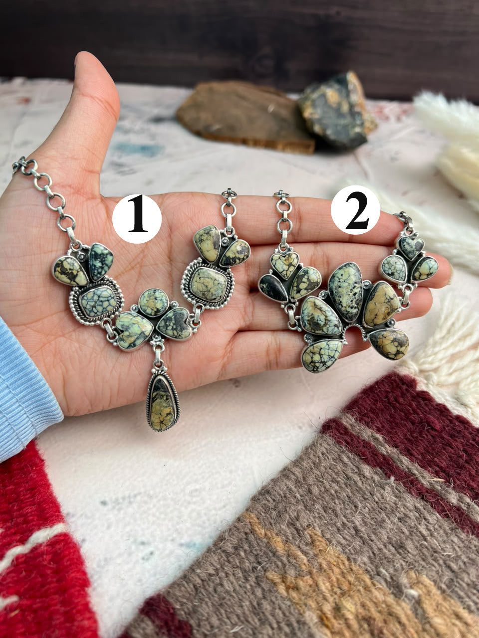 Handmade Sterling Silver Colina Verde Variscite Collection: Choker Necklace Signed Nizhoni