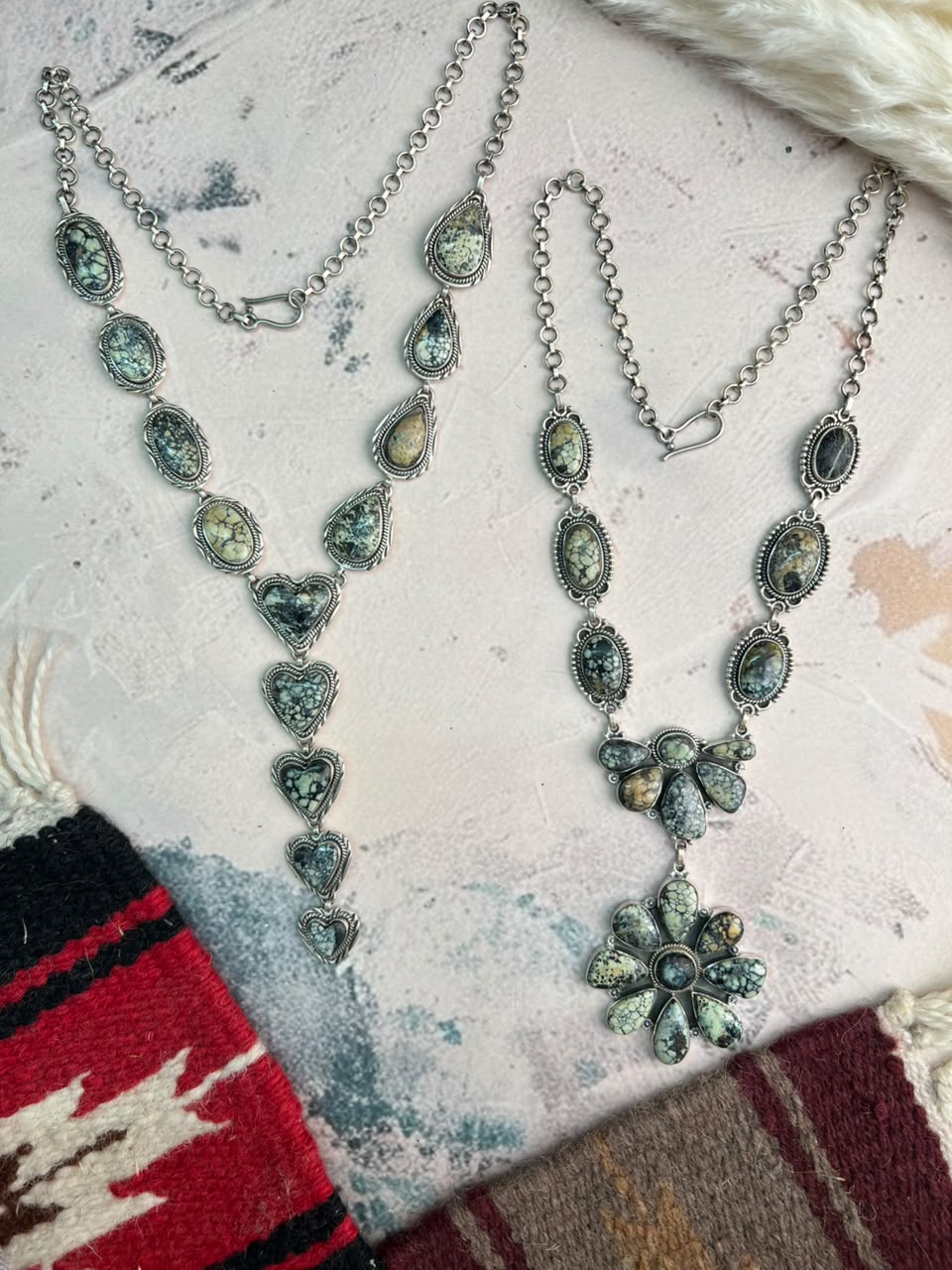 Handmade Sterling Silver Colina Verde Variscite Collection: Necklace Signed Nizhoni
