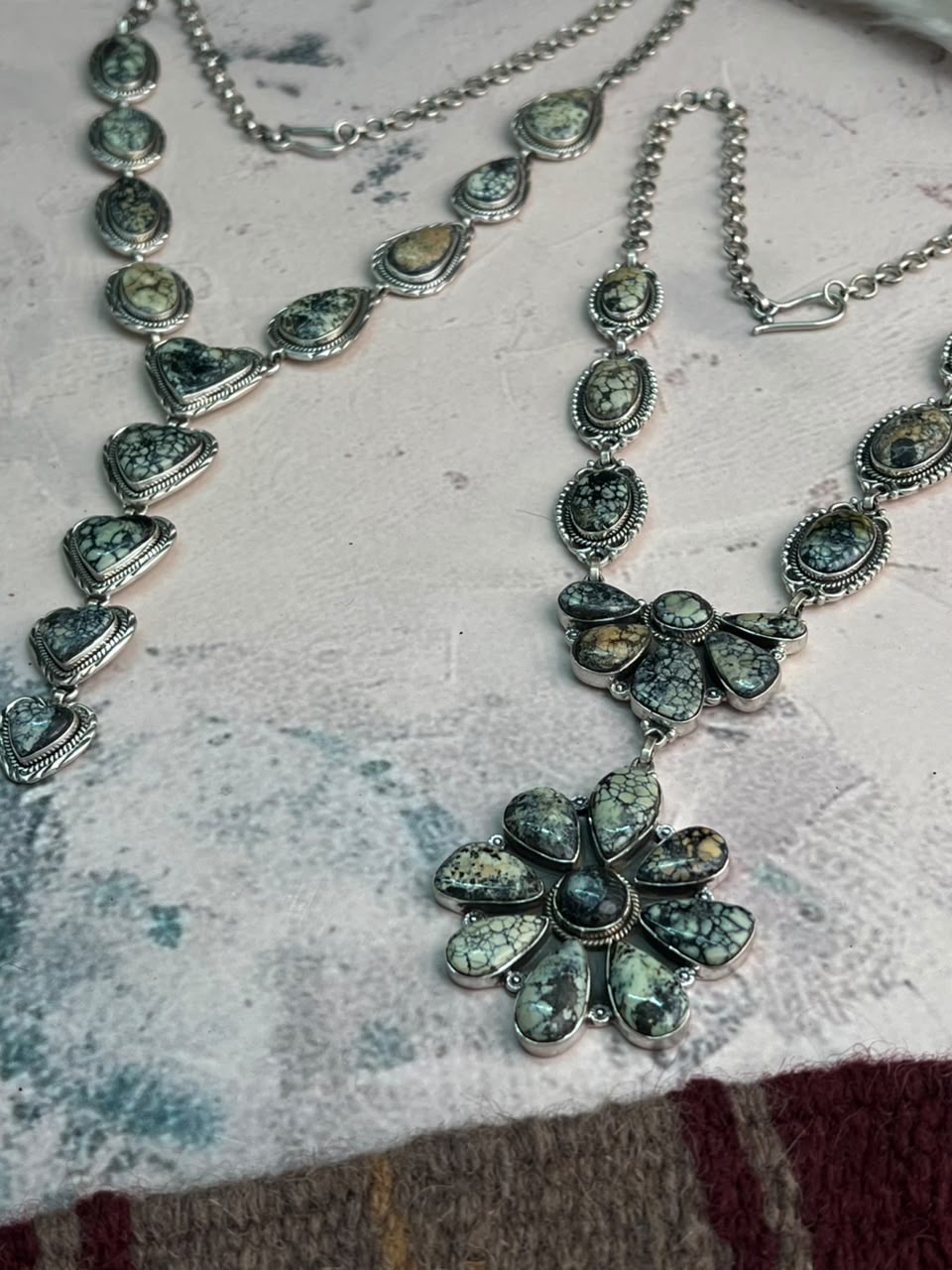 Handmade Sterling Silver Colina Verde Variscite Collection: Necklace Signed Nizhoni