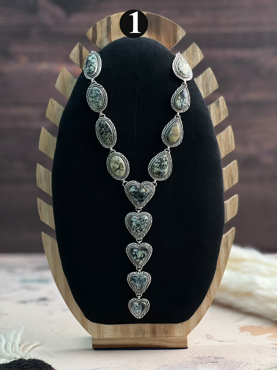Handmade Sterling Silver Colina Verde Variscite Collection: Necklace Signed Nizhoni