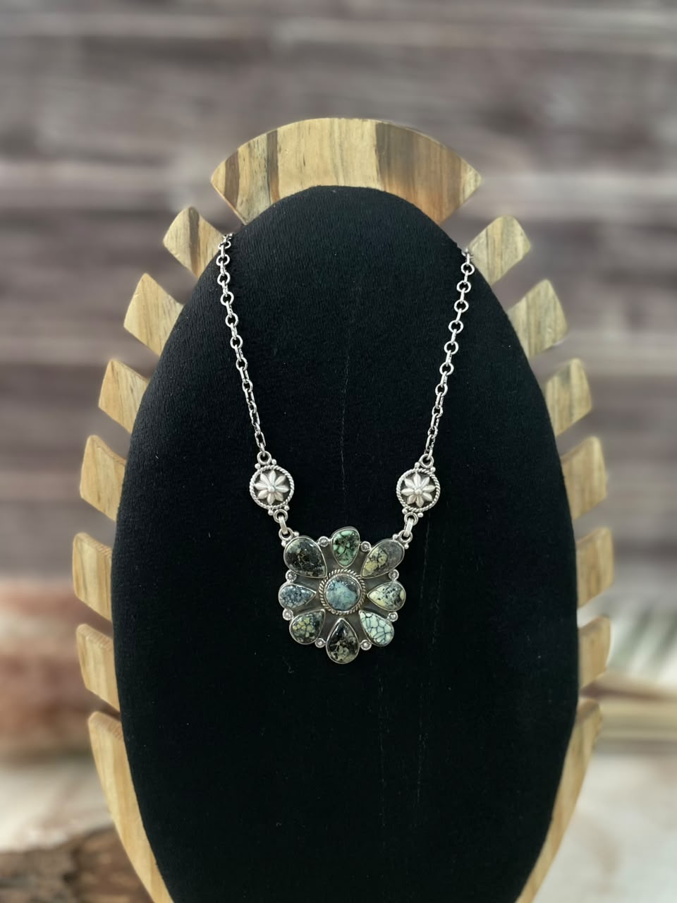 Handmade Sterling Silver Colina Verde Variscite Collection: Necklace Signed Nizhoni