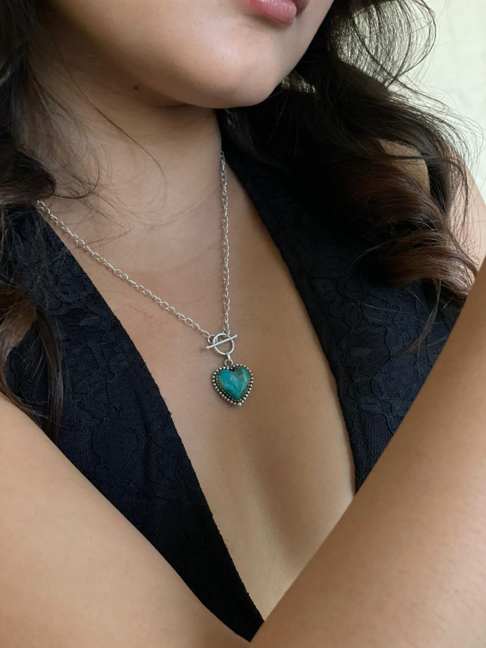 Handmade Sterling Silver Kingman Turquoise Necklace "Signed Nizhoni"